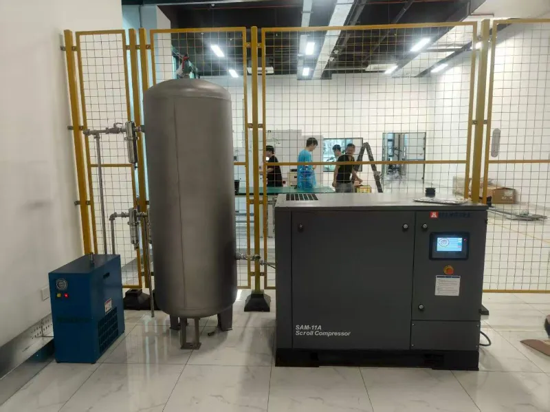 Yuzhen completa la instalación y puesta en servicio del compresor de aire Scroll sin aceite SAM-11A para un cliente en Singapur